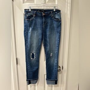 Women's Distressed Ankle Jeans in Blue